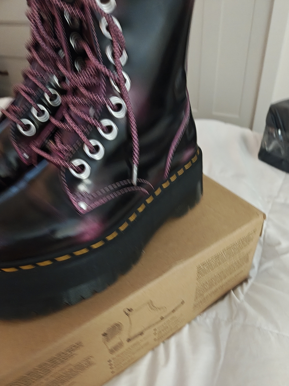 Dr. Martens Metallic Purple-Black Platform Lace-Up Boots - Picture 7 of 10